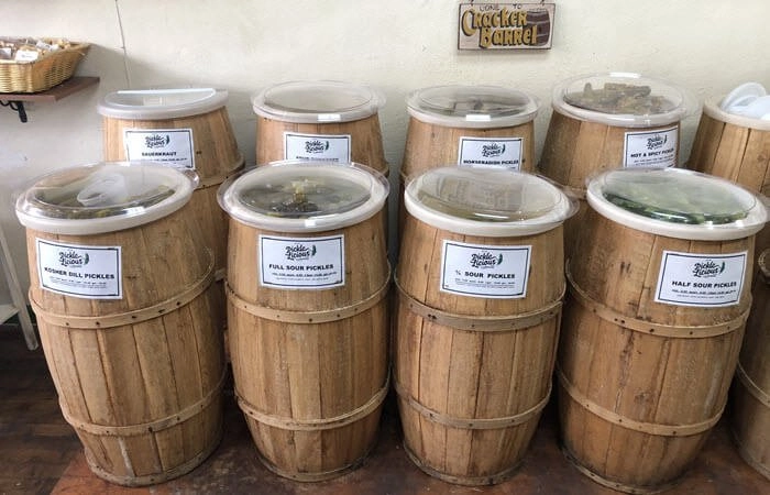 pickles in barrels