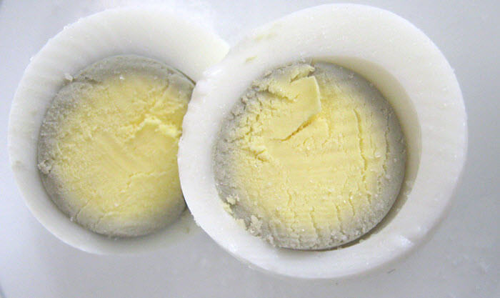 overcooked hard-boiled eggs