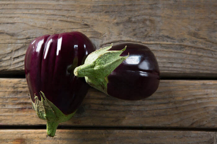 eggplant on wooden table