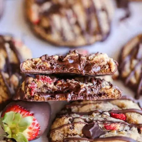 Chocolate-Dipped Strawberry Chocolate Chip Cookies