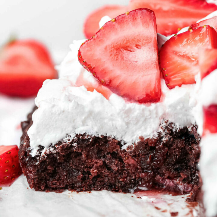 chocolate strawberry shortcake sheet cake