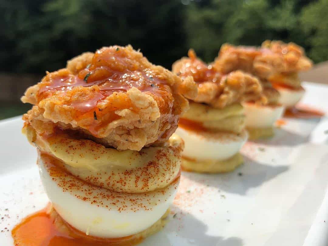 Crispy Chicken Deviled Eggs