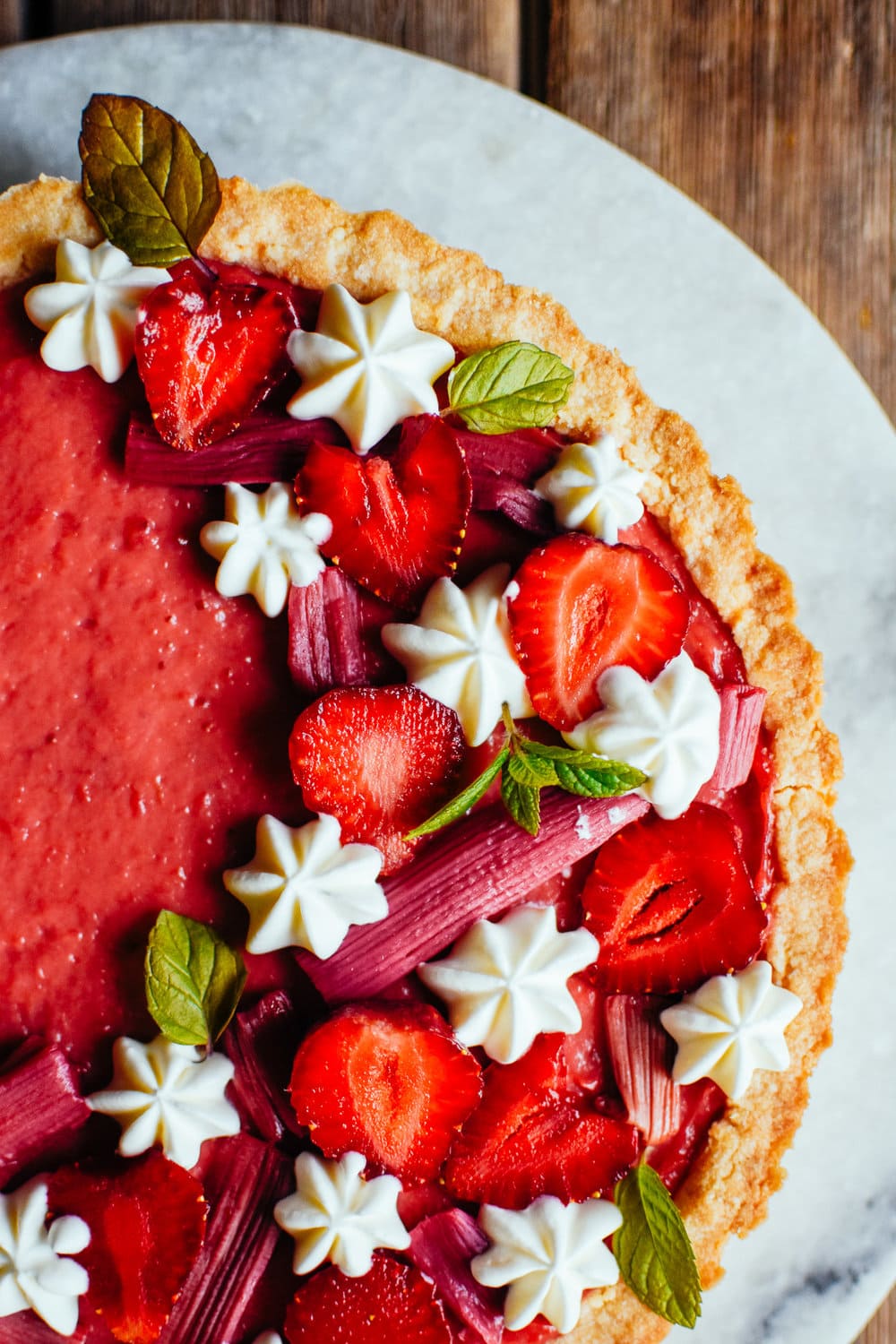 Strawberry Rhubarb Shortbread Tart